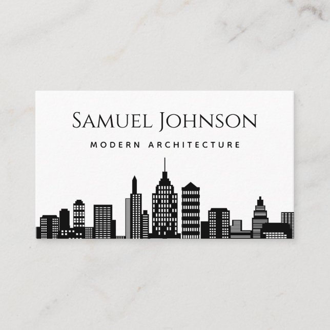 Uptown Downtown City Landscape Modern Architect Business Card (Front)