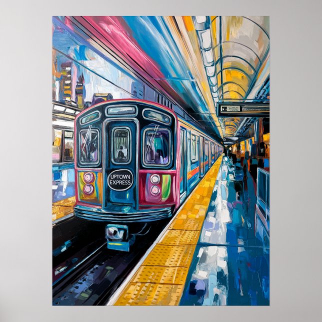 Uptown Express Subway Impasto Poster (Front)