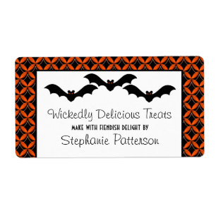 Uptown Glam Bats Halloween Étiquettes de cuisson