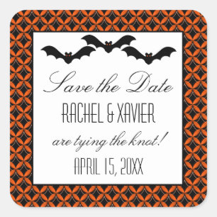 Uptown Glam Bats Halloween Save the Date Stickers