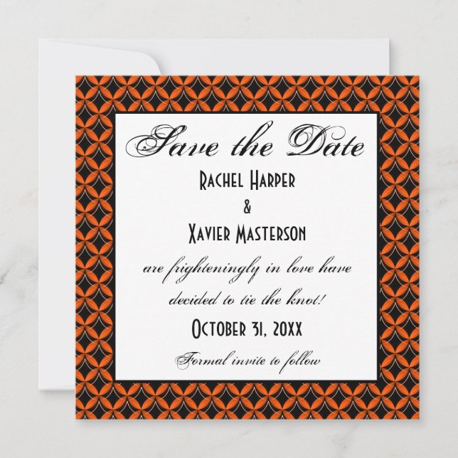 Uptown Glam Halloween Save the Date Invite (Front)