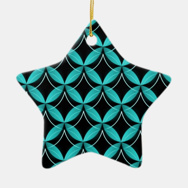 Uptown Glam Star Ornament, Turquoise Ceramic Ornament (Front)