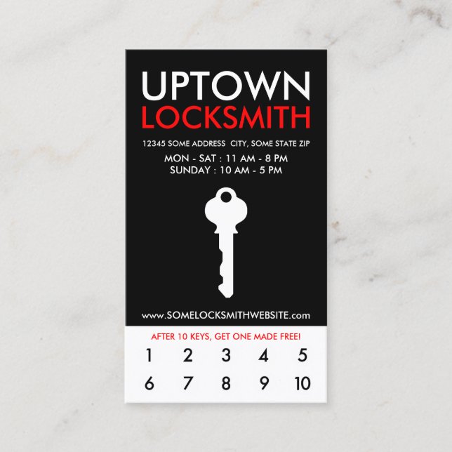 uptown locksmithv loyalty card (Front)