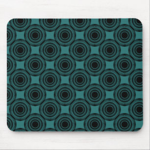 Uptown Trendy Circles Mousepad, Turquoise Mouse Pad