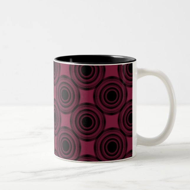 Uptown Trendy Circles Mug, Azalea Two-Tone Coffee Mug (Right)