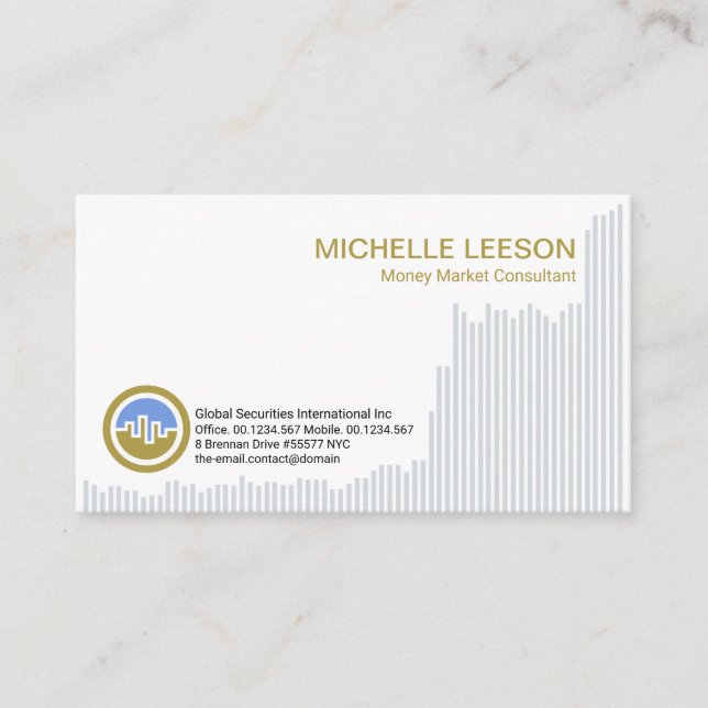 Uptrend Futures Share Graph Financial Stock Broker Business Card (Front)