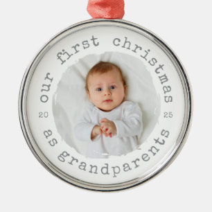 ur First Christmas as Grandparents 2025 Grandbaby  Metal Ornament