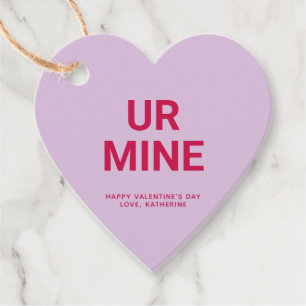 Ur mine purple heart cute fun Valentine's Day Favour Tags