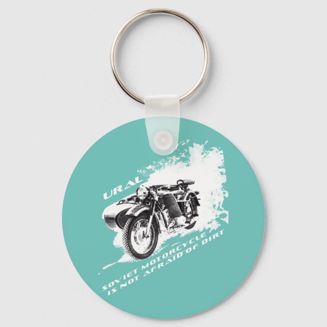 Ural Motorcycle With Sidecar Is Not Afraid Of Dirt Keychain (Front)