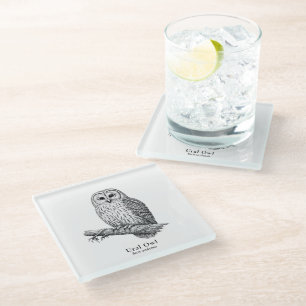 Ural Owl Glass Coaster