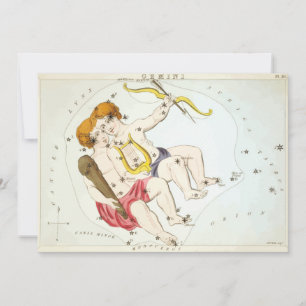 Urania's Mirror Gemini Constellation Antique Print Invitation