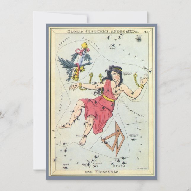 Urania's Mirror, Vintage Astronomy Celestial Map Invitation (Front)