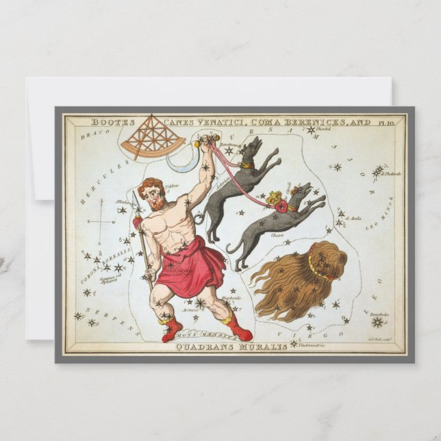 Urania's Mirror, Vintage Astronomy Celestial Map Invitation (Front)