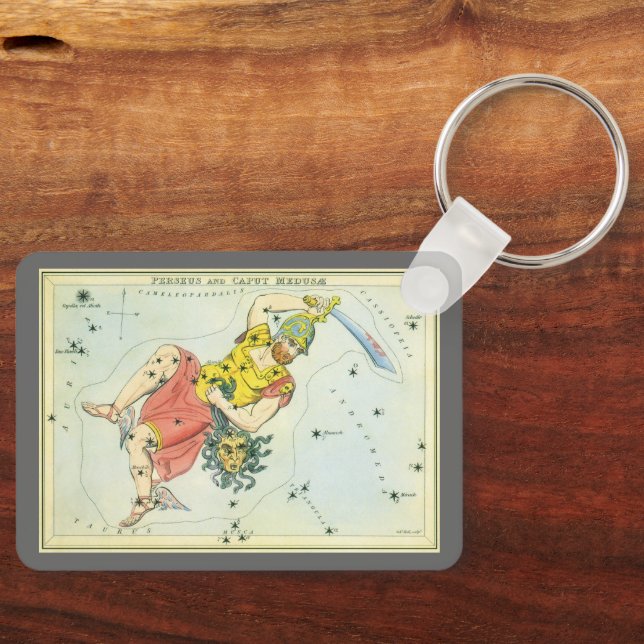 Urania's Mirror, Vintage Astronomy Celestial Map Keychain (Front)