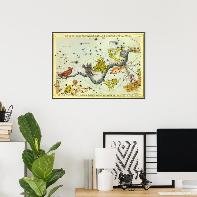 Urania's Mirror, Vintage Astronomy Celestial Map Poster (Home Office)