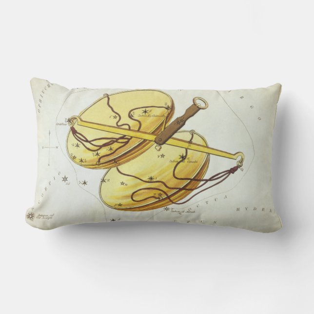 Urania's Mirror, Vintage Libra Constellation Lumbar Pillow (Front)