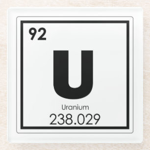 Uranium chemical element symbol chemistry formula glass coaster
