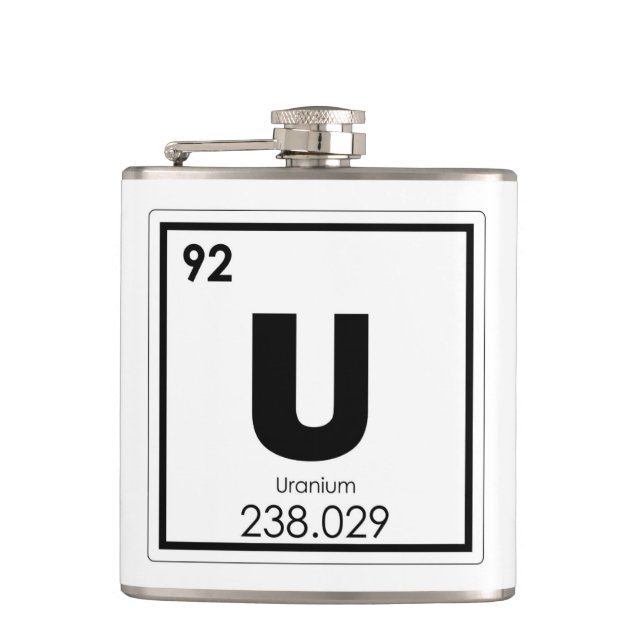 Uranium chemical element symbol chemistry formula hip flask (Front)