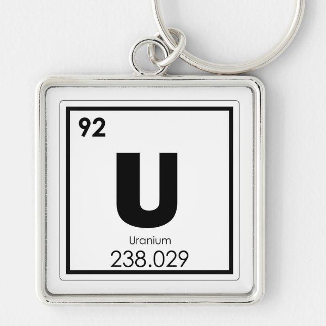 Uranium chemical element symbol chemistry formula keychain (Front)