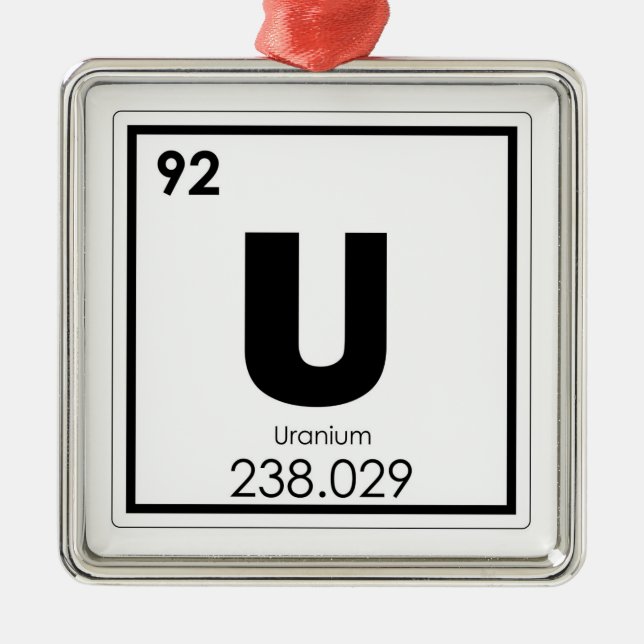 Uranium chemical element symbol chemistry formula metal ornament (Front)
