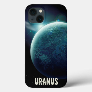 Uranus blue planet 3d universe space illustration iPhone 13 case
