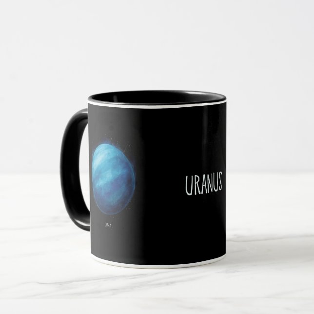 Uranus Planet Artwork – Cosmic Space Illustration Mug (Front Left)