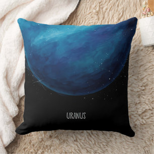 Uranus Planet Artwork – Cosmic Space Illustration Throw Pillow