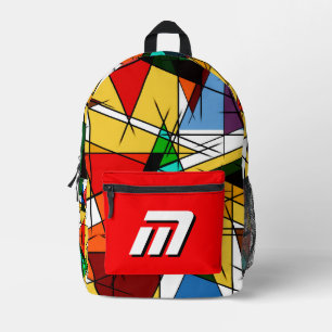 Urban Abstract Graffiti Geometric Custom Monogram Printed Backpack