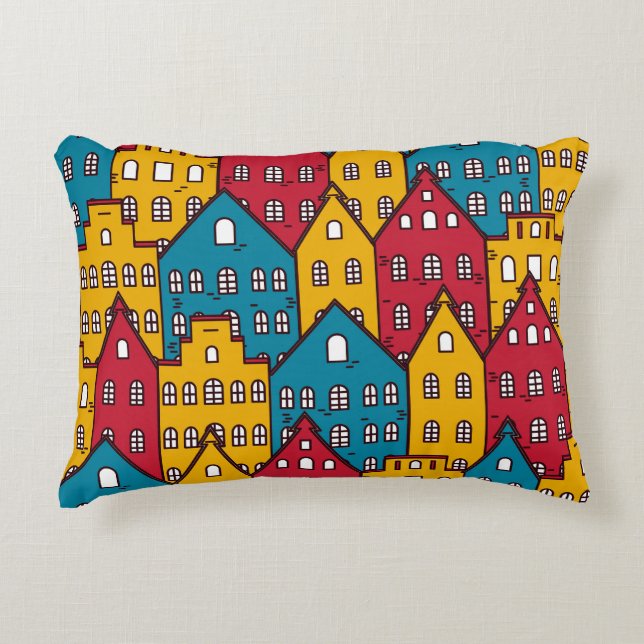Urban abstract: vintage city pattern accent pillow (Front)