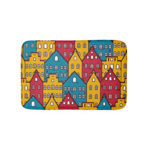 Urban abstract: vintage city pattern bath mat