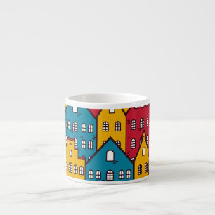 Urban abstract: vintage city pattern espresso cup