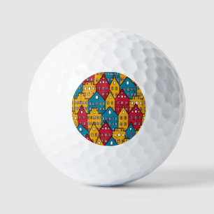 Urban abstract: vintage city pattern golf balls