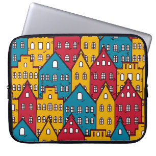 Urban abstract: vintage city pattern laptop sleeve