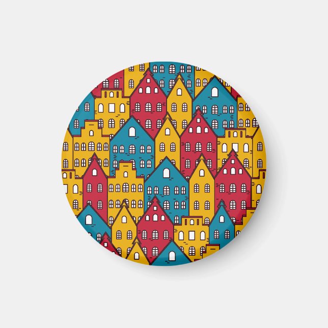 Urban abstract: vintage city pattern magnet (Front)