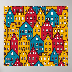 Urban abstract: vintage city pattern poster