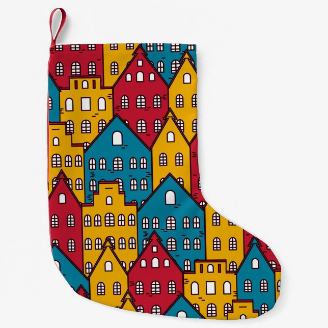 Urban abstract: vintage city pattern small christmas stocking (Front)
