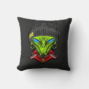 Urban Alien Graphic T-Shirt Throw Pillow