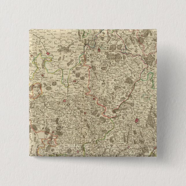 Urban areas of France 2 Inch Square Button (Front)