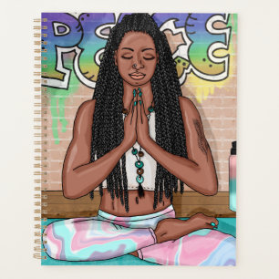 Urban Art   Pretty Woman doing Meditation  Planner