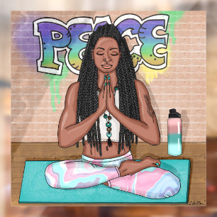 Urban Art   Pretty Woman doing Meditation   Window Cling