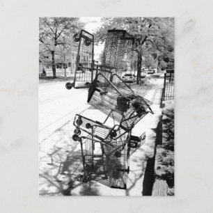 urban art shopping carts stacked postcard