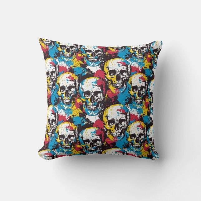 Urban Art Skull Pillow Design, Cojín B53 (Front)