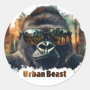 Urban Beast Gorilla with Sunglasses Classic Round Sticker