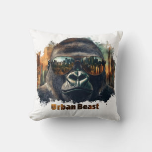 Urban Beast Gorilla with Sunglasses Throw Pillow