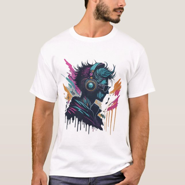 Urban Beat DJ TShirt: Feel the Vibe in white colou T-Shirt (Front)