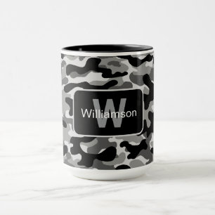 Urban Black And White Camo With Personalization   Mug
