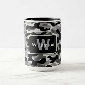 Urban Black And White Camo With Personalization Mug