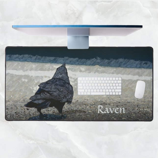 Urban Black Bird Gothic Grey Black Desk Mat (Creator Uploaded)