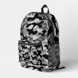 Urban Black White Camouflage Printed Backpack