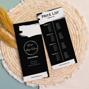 Urban black with logo masculine price list rack card
